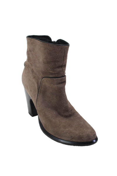 Rag & Bone Women's Round Toe Block Heels Suede Ankle Boots Brown Size 40