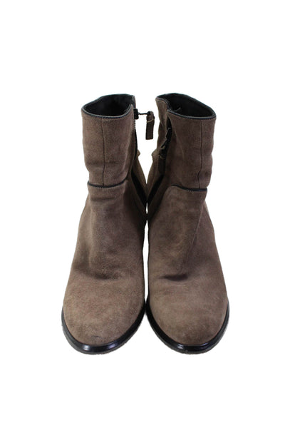 Rag & Bone Women's Round Toe Block Heels Suede Ankle Boots Brown Size 40