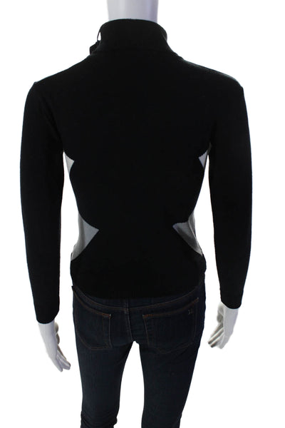 Manuell & Frank Womens Wool Blend Geometric Print Turtleneck Top Black Size 34