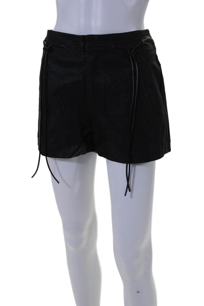 Steele Womens Faux Leather Drawstring High Rise Mini Shorts Black Size S