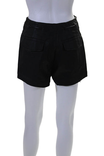 Steele Womens Faux Leather Drawstring High Rise Mini Shorts Black Size S