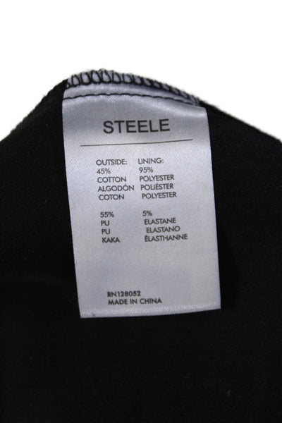 Steele Womens Faux Leather Drawstring High Rise Mini Shorts Black Size S