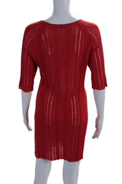 Neiman Marcus Exclusive Womens Silk Button Down Sweater Dress Red Size Small