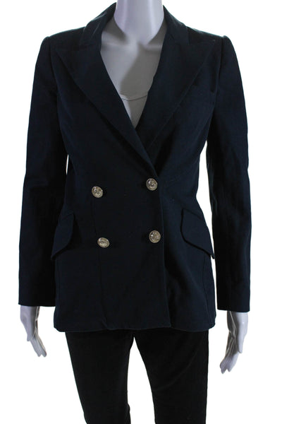 Derek Lam 10 Crosby Womens Double Breasted Pointed Lapel Jacket Navy Size 2