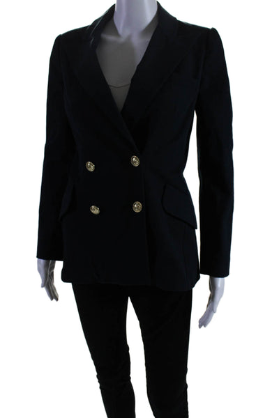 Derek Lam 10 Crosby Womens Double Breasted Pointed Lapel Jacket Navy Size 2