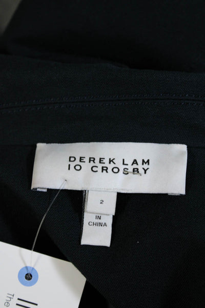 Derek Lam 10 Crosby Womens Double Breasted Pointed Lapel Jacket Navy Size 2