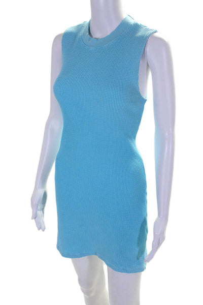 Cotton Citizen Womens Cotton Round Neck Sleeveless Mini Dress Blue Size XS