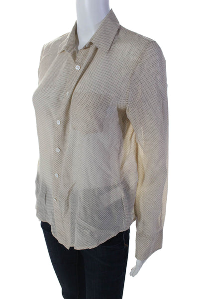 Band Of Outsiders Womens Cotton Blend Beige Polka Dot Button Down Shirt Size 2