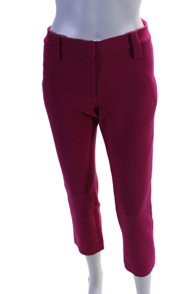 Paige Black Label Womens Flat Front Mid Rise Straight Leg Pants Fuschia Size 4