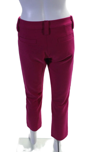 Paige Black Label Womens Flat Front Mid Rise Straight Leg Pants Fuschia Size 4