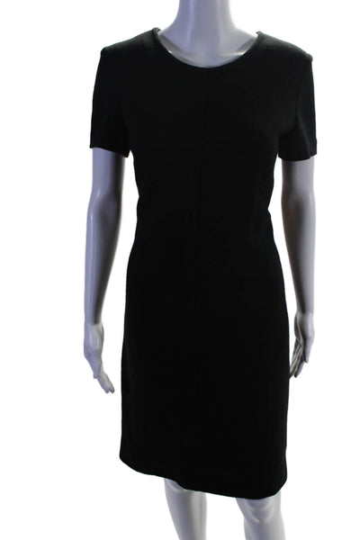 Barneys New York Womens Wool Short Sleeve Lined Sheath Dress Black Size 8