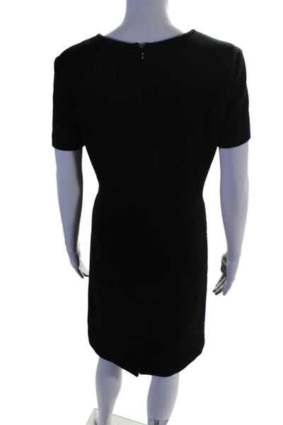 Barneys New York Womens Wool Short Sleeve Lined Sheath Dress Black Size 8