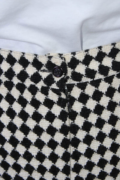 Irene Van Ryb Womens Checkered Knee Length Pencil Skirt White Black Size 42