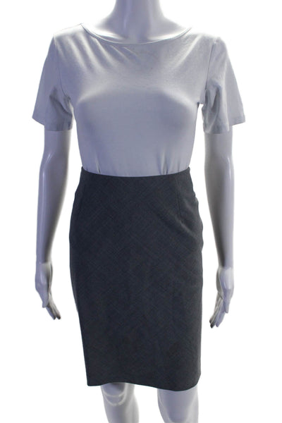 Theory Womens Wool Knee Length Unlined Pencil Skirt Gray Size 8