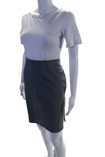 Theory Womens Wool Knee Length Unlined Pencil Skirt Gray Size 8