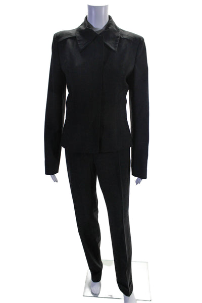 Dolce & Gabbana Womens 2 Piece Wool Zip Up Blazer Pants Suit Black Size S