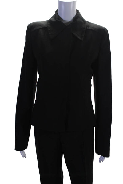 Dolce & Gabbana Womens 2 Piece Wool Zip Up Blazer Pants Suit Black Size S