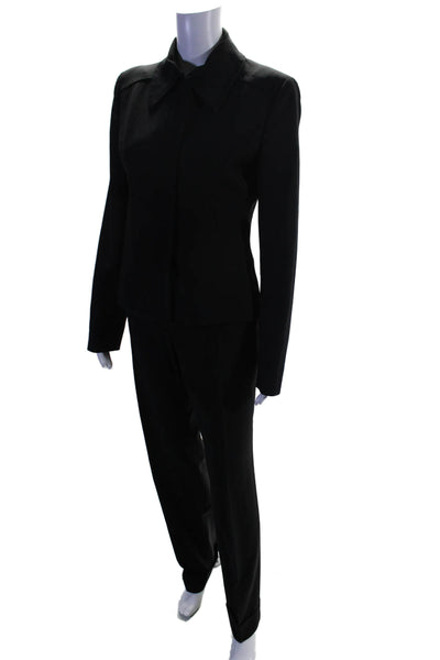 Dolce & Gabbana Womens 2 Piece Wool Zip Up Blazer Pants Suit Black Size S