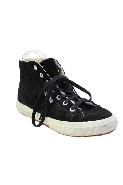 Superga Womens Suede Round Toe Lace Up High Top Fashion Sneakers Black Size 38 8