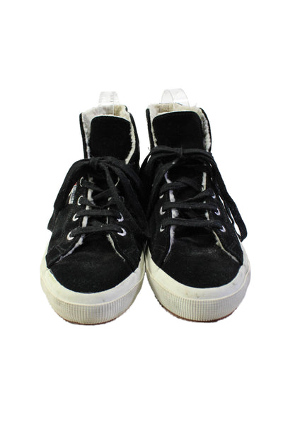 Superga Womens Suede Round Toe Lace Up High Top Fashion Sneakers Black Size 38 8