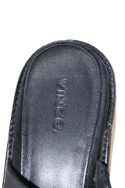 Vince Womens Suede Open Toe Slide On Platform Sandals Black Size 38.5 8.5