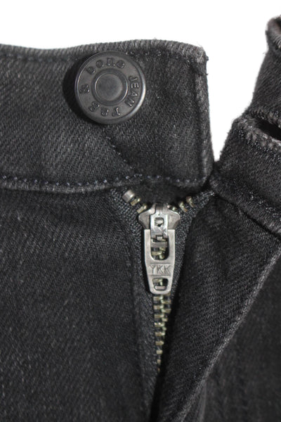 Rag & Bone Womens Cotton Zip Button Distressed Skinny Jeans Black Sz EUR 26