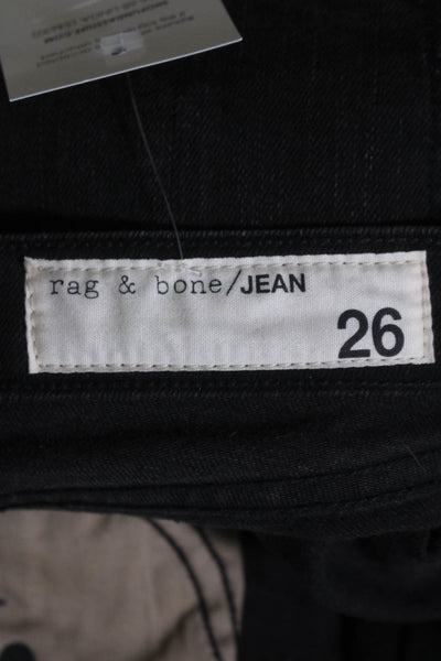 Rag & Bone Womens Cotton Zip Button Distressed Skinny Jeans Black Sz EUR 26