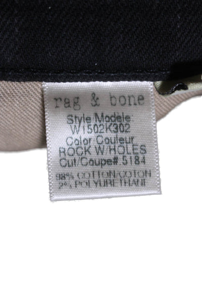Rag & Bone Womens Cotton Zip Button Distressed Skinny Jeans Black Sz EUR 26