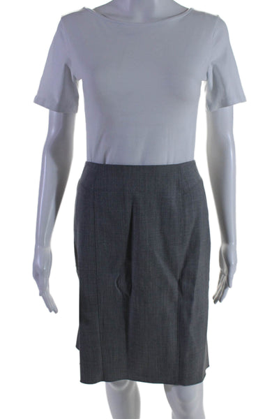 Rebecca Taylor Womens Back Zip Knee Length Pencil Skirt Gray Wool Size 2