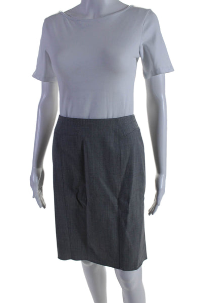 Rebecca Taylor Womens Back Zip Knee Length Pencil Skirt Gray Wool Size 2