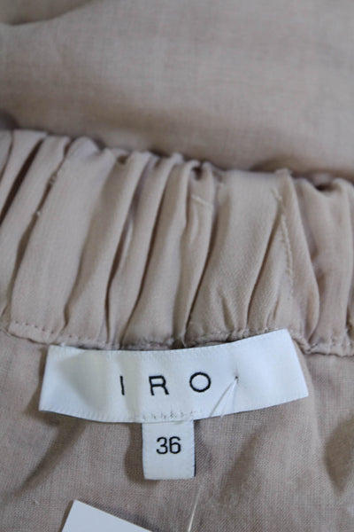 IRO Womens Drawstring Mini A Line Skirt Beige Cotton Size FR 36