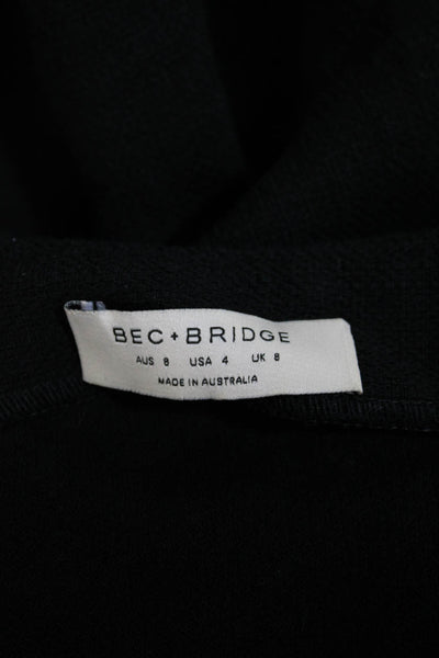 Bec & Bridge Womens One Shoulder Long Sleeves Blouse Black Cotton Size 4