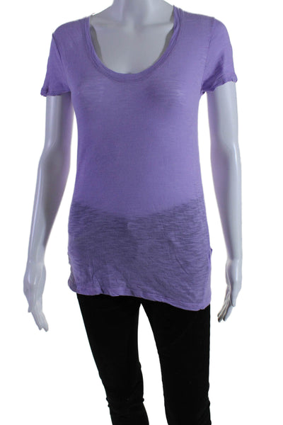 Proenza Schouler Womens Short Sleeves Tee Shirt Lavender Cotton Size Medium