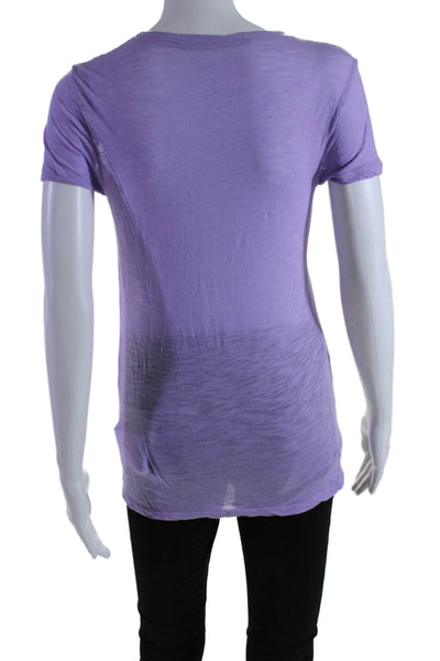 Proenza Schouler Womens Short Sleeves Tee Shirt Lavender Cotton Size Medium