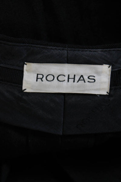 Rochas Womens Linen Pull On High Rise Wide Leg Pants Jet Black Size EUR 36