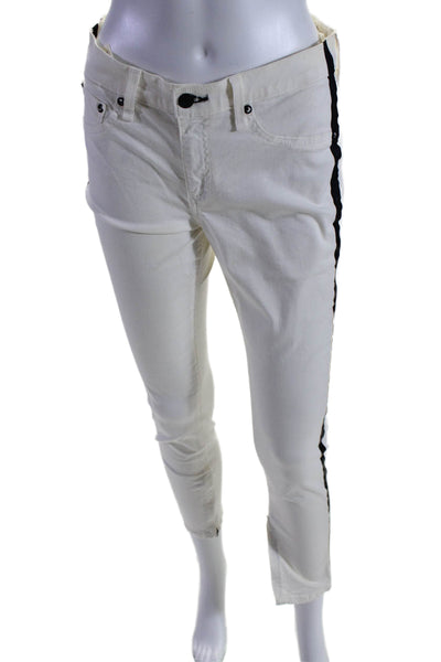 Rag & Bone Jean For Intermix Womens Zipper Capri Leg Pants White Black Size 28