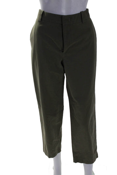 Vince Womens Cotton Double Hook and Eye Zipped Closure Pants Green Size 6