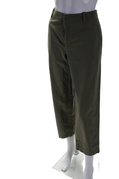 Vince Womens Cotton Double Hook and Eye Zipped Closure Pants Green Size 6