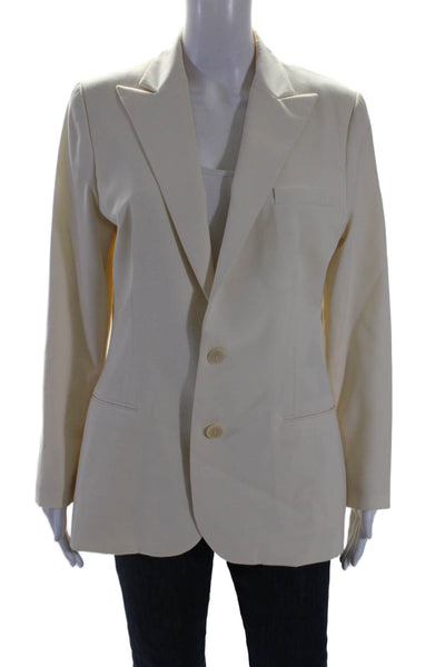 Ralph Lauren Womens Wool Collar Button Lined Dress Blazer Cream Size 12