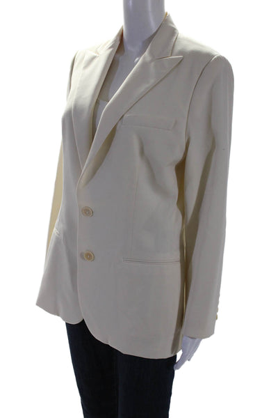 Ralph Lauren Womens Wool Collar Button Lined Dress Blazer Cream Size 12