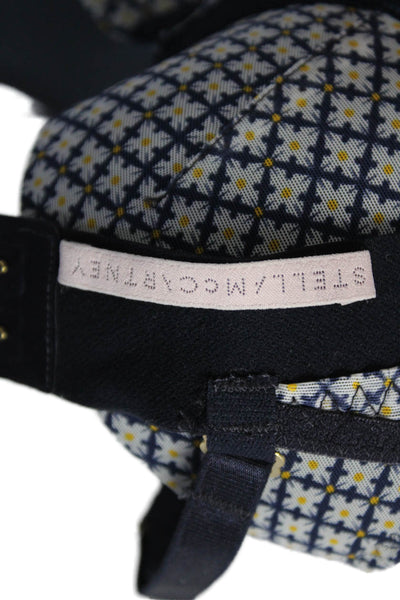 Stella McCartney Womens Padded Diamond Print Mesh Demi Bra Blue White Size 32A