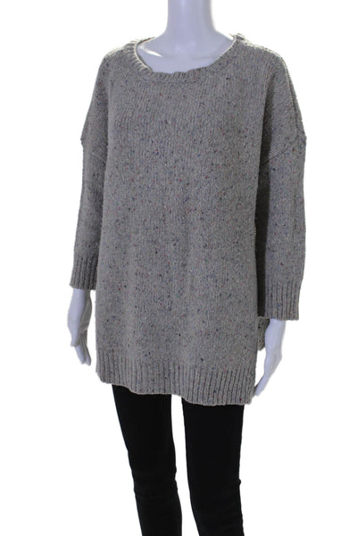 Inhabit Womens Wool Long Sleeve Relaxed Fit Pullover Slit Sweater Gray Size S