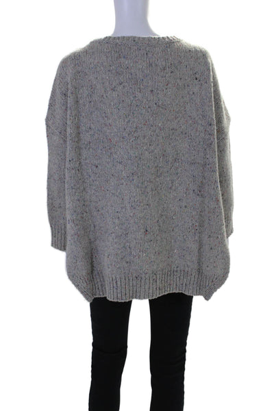 Inhabit Womens Wool Long Sleeve Relaxed Fit Pullover Slit Sweater Gray Size S