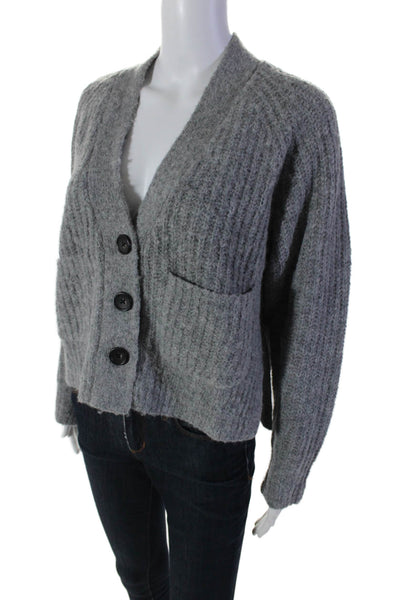 A.L.C. Womens Gray Aplaca Blend V-neck Long Sleeve Cardigan Sweater Top Size XS