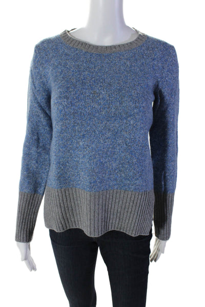 Amina Rubinacci Womens Blue Cotton Blend Crew Neck Pullover Sweater Top Size 40