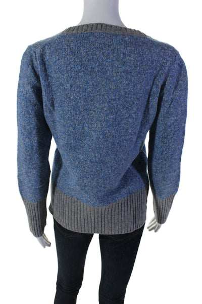 Amina Rubinacci Womens Blue Cotton Blend Crew Neck Pullover Sweater Top Size 40