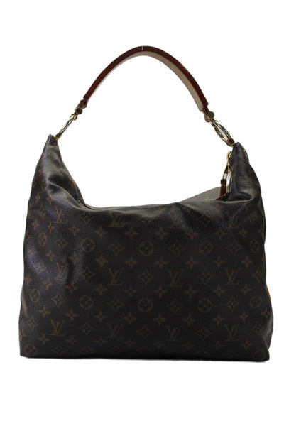 Louis Vuitton Womens Monogram Coated Canvas Top Handle Sully Hobo Handbag Brown