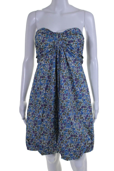 J Crew Womens Cotton Floral Print Strapless Mini Dress Multicolor Size 10