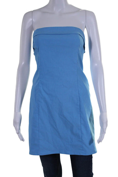 Glassons Womens Sleeveless Zip Up Strapless Blouse Top Blue Size 12