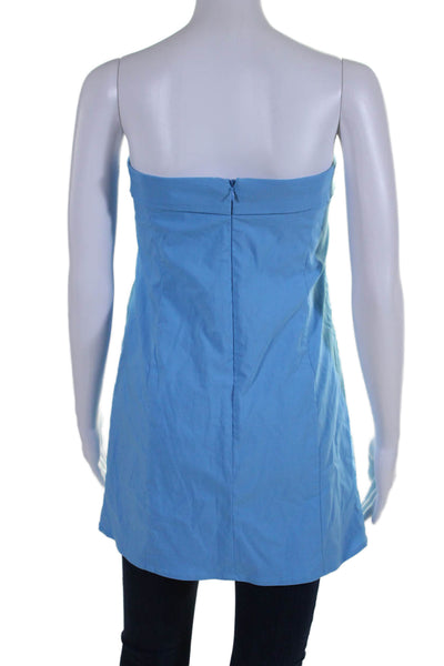 Glassons Womens Sleeveless Zip Up Strapless Blouse Top Blue Size 12